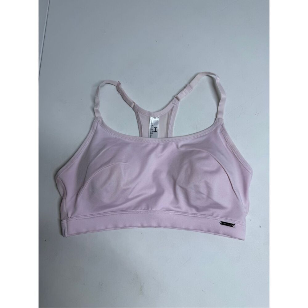 HALSTON Women's Large Seamless Mesh Racer Back Comfort Bra Pink Sz S
